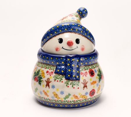 Lidia's Polish Pottery Snowman Cookie Jar