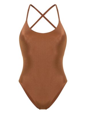 LIDO Uno criss-cross straps swimsuit - Brown