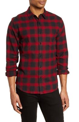 life/after/denim Dark Shadow Regular Fit Plaid Button-Up Flannel Shirt in Wildberry