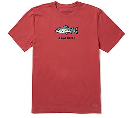 Life is Good Men's Faded Red Good Catch Crusher Tee