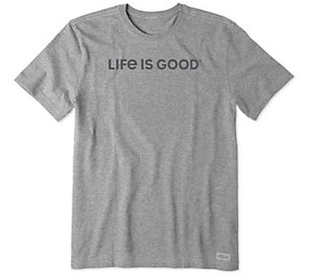 Life is Good Men's Gray LIG Wordmark Horizontal Crusher Tee