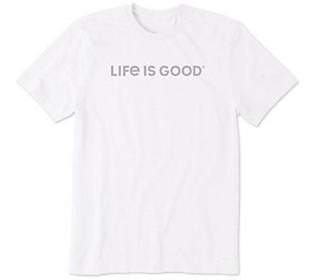Life is Good Men's White LIG Wordmark Horizonta l Crusher Tee