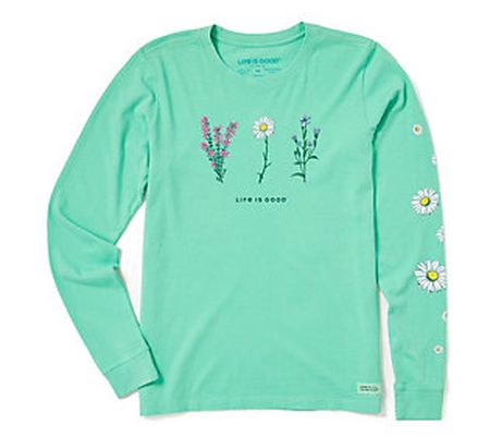 Life is Good Womens Detailed Wildflowers Crushe r Knit Tee