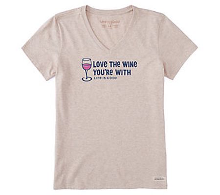 Life is Good Womens Love the Wine Crusher Knit Tee