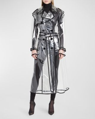Light PVC Double-Breasted Trench Coat