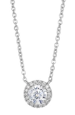 LIGHTBOX 0.10-Carat Lab Grown Diamond Halo Pendant Necklace in White/14K White Gold
