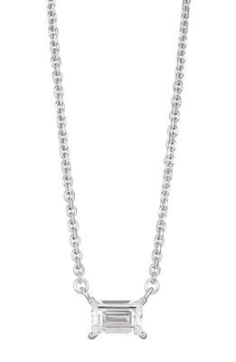 LIGHTBOX 0.375-Carat Lab Grown Diamond Baguette Pendant Necklace in White/14 White Gold