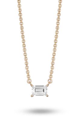 LIGHTBOX 0.375-Carat Lab Grown Diamond Baguette Pendant Necklace in White/14 Yellow Gold
