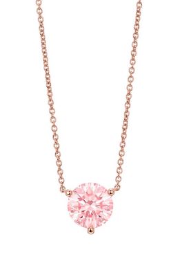 LIGHTBOX 1.5-Carat Lab Grown Diamond Solitaire Pendant Necklace in Pink/14K Rose Gold