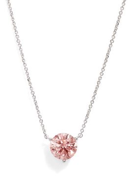 LIGHTBOX 1.5-Carat Lab Grown Diamond Solitaire Pendant Necklace in Pink/14K White Gold