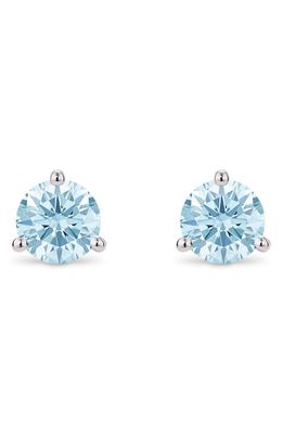 LIGHTBOX 1.5-Carat Round Lab Grown Diamond Solitaire Stud Earrings in Blue/14K White Gold