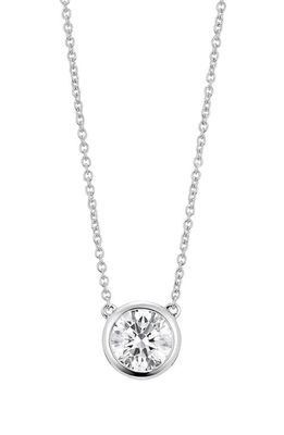 LIGHTBOX 1-Carat Bezel Lab-Grown Diamond Solitaire Pendant Necklace in White/14K White Gold