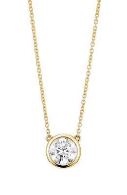 LIGHTBOX 1-Carat Bezel Lab-Grown Diamond Solitaire Pendant Necklace in White/14K Yellow Gold