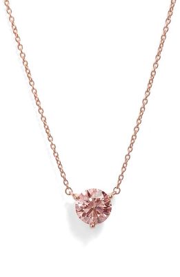 LIGHTBOX 1 Carat Lab Created Diamond Solitaire Necklace in Pink/14K Rose Gold