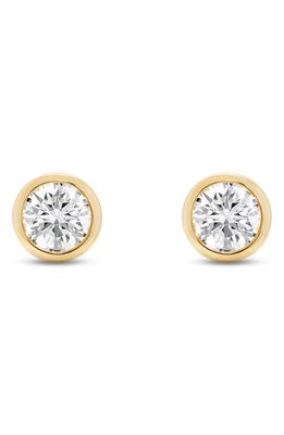 LIGHTBOX 1-Carat Lab Grown Diamond Bezel Stud Earrings in White/14K Yellow Gold