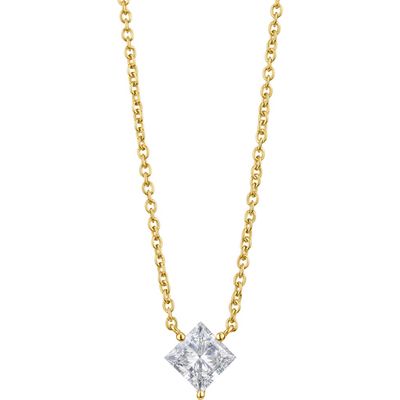 LIGHTBOX 1-Carat Princess Cut Lab-Grown Diamond Pendant Necklace in White/14K Yellow Gold 