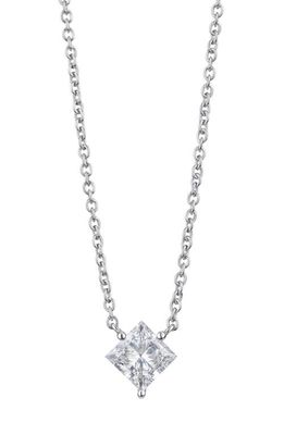 LIGHTBOX 1 Carat Princess Cut Lab-Grown Diamond Solitaire Pendant Necklace in White/14K White Gold