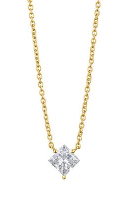 LIGHTBOX 1 Carat Princess Cut Lab-Grown Diamond Solitaire Pendant Necklace in White/14K Yellow Gold