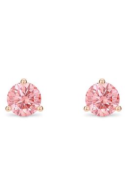 LIGHTBOX 1-Carat Round Lab Grown Diamond Solitaire Stud Earrings in Pink/14K Rose Gold