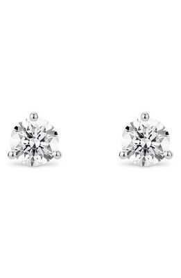LIGHTBOX 1-Carat Round Lab Grown Diamond Solitaire Stud Earrings in White/14K White Gold