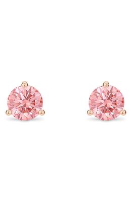 LIGHTBOX 1-Carat Round Lab Grown Diamond Stud Earrings in Pink/14K Rose Gold 