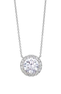 LIGHTBOX 2 Carat Lab Grown Diamond Halo Pendant Necklace in White/14K White Gold