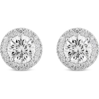 LIGHTBOX 2-Carat Lab Grown Diamond Halo Stud Earrings in White/14K White Gold 