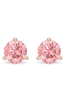 LIGHTBOX 2-Carat Lab Grown Diamond Solitaire Stud Earrings in Pink/14K Rose Gold