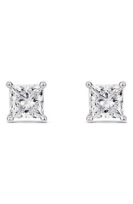 LIGHTBOX 2-Carat Princess Cut Lab Grown Diamond Stud Earrings in White/14K White Gold 