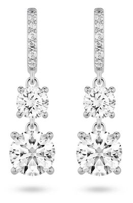 LIGHTBOX Round Lab Grown Diamond Solitaire Drop Earrings in 2.0Ctw White Gold
