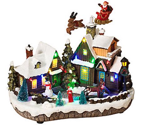 Lighted Holiday Village Scene with Seasonal Acc ents