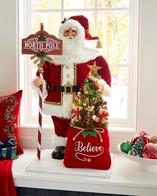 Lighted North Pole Santa Figurine