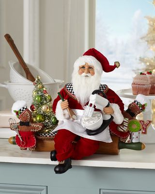 Lighted Rolling Out Christmas Santa