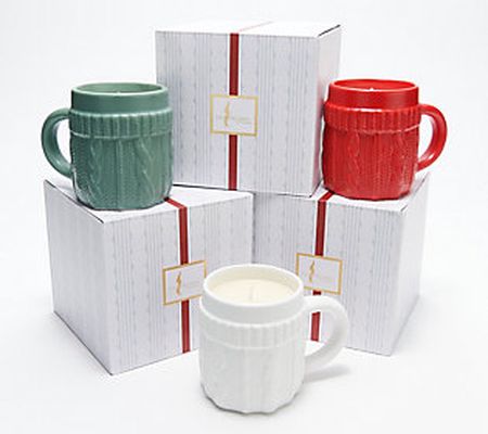 Lightscapes Set-3 9" Sweater Mug Candles w/Boxes