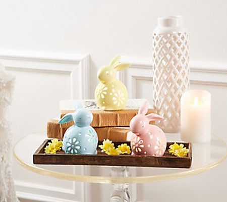 Lightscapes Set of 3 Illuminated Ceramic Spring Baby Animals