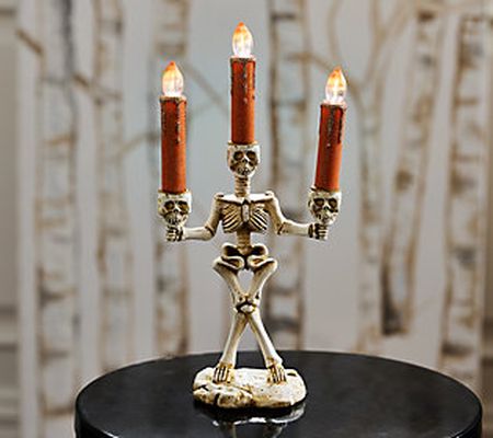 Lightscapes Skeleton 3-Candle LED Halloween Candelabra