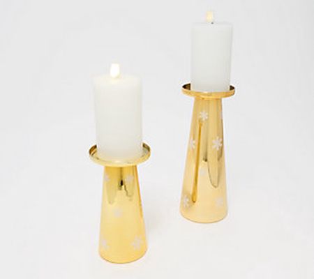 Lightscapes Small & Large Glass Candle Holders w/ Pillars
