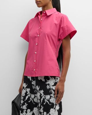 Lightweight Button-Down Cotton Poplin Shirt