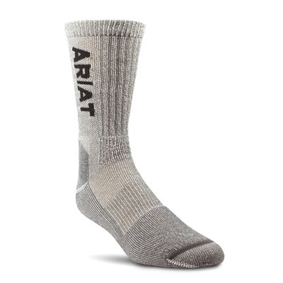 Lightweight Merino Wool Blend Steel Toe Work Socks in Brown Spandex, Size: Medium by Ariat