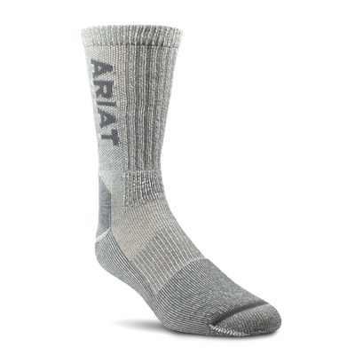 Lightweight Merino Wool Blend Steel Toe Work Socks in Grey Spandex, Size: Medium by Ariat