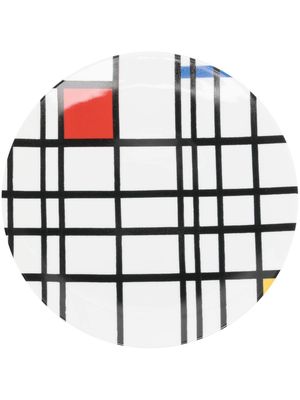 Ligne Blanche Mondrian Composition en Jaune, Bleu et Rouge plate - White
