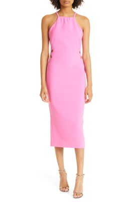 LIKELY Becky Halter Neck Midi Dress in Pink Sugar