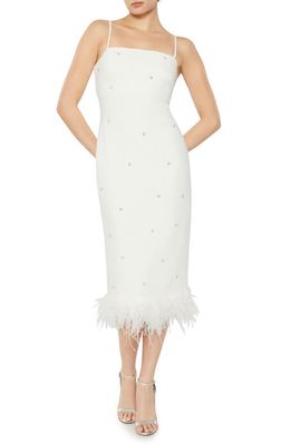 LIKELY Electra Embellished Feather Trim Dress in White
