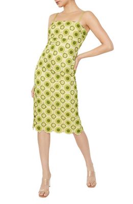 LIKELY Jenila Crochet Sheath Dress in Green Glow