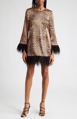 LIKELY Marullo Feather Long Sleeve Dress in Toffee Multi