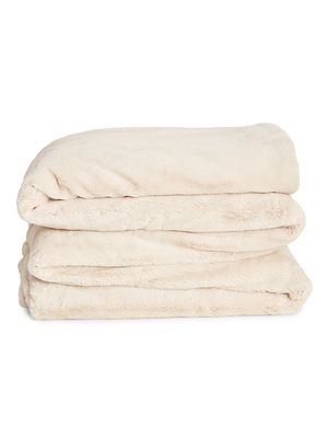 Lil Marsh Family Faux Fur Blanket - Beige - Beige