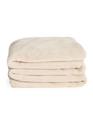 Lil Marsh Medium Faux Fur Blanket - Beige - Beige