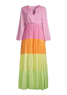 Lila Colorblocked Cover-Up Maxi Dress