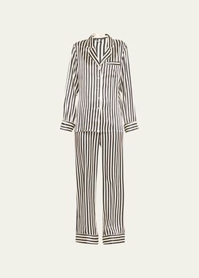 Lila Nika Striped Silk Long Pajama Set