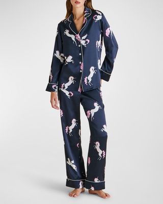 Lila Printed Silk Pajama Set
